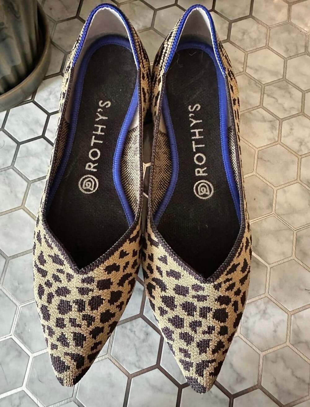 Rothy's The Point Size 8 Leopard Knit Flats